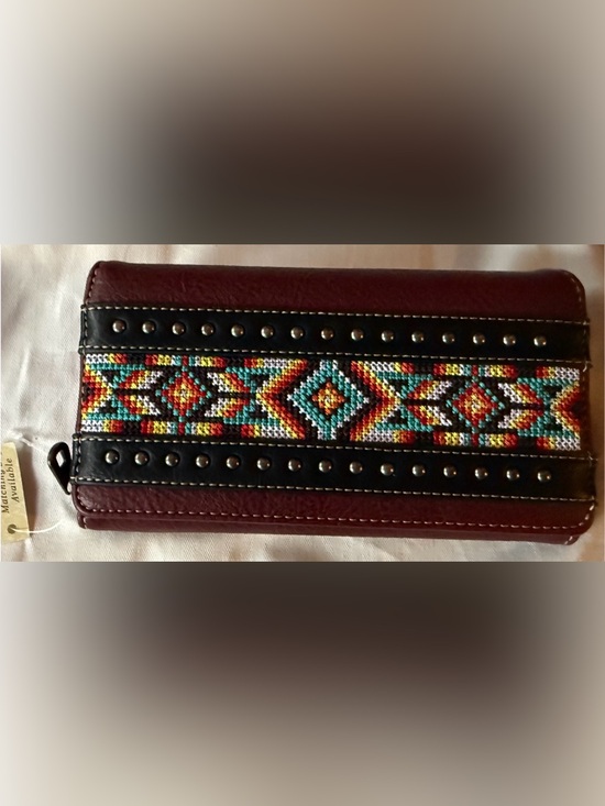 Montana West Handbags - Montana West Embroidered Burgundy Clutch